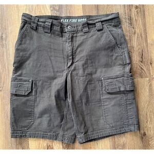 Duluth Trading Co Men's DuluthFlex Fire‎ Hose Cargo Shorts, Brown EUC